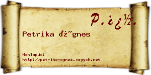 Petrika Ágnes névjegykártya